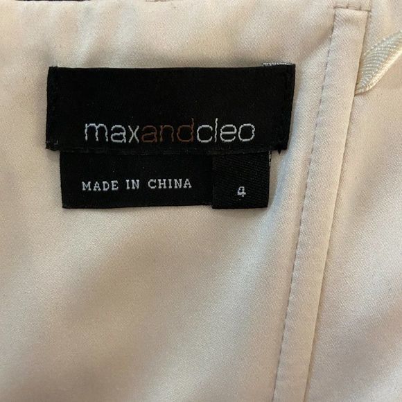 MAX & CLEO Brown Beige Strapless Polka Dot Dress - Picture 7 of 9